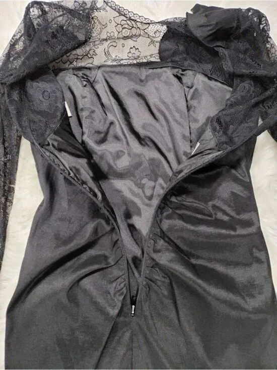 Vintage Jessica McClintock Lace Taffeta Ruched Mini Prom Dress 10 - Picture 5 of 15